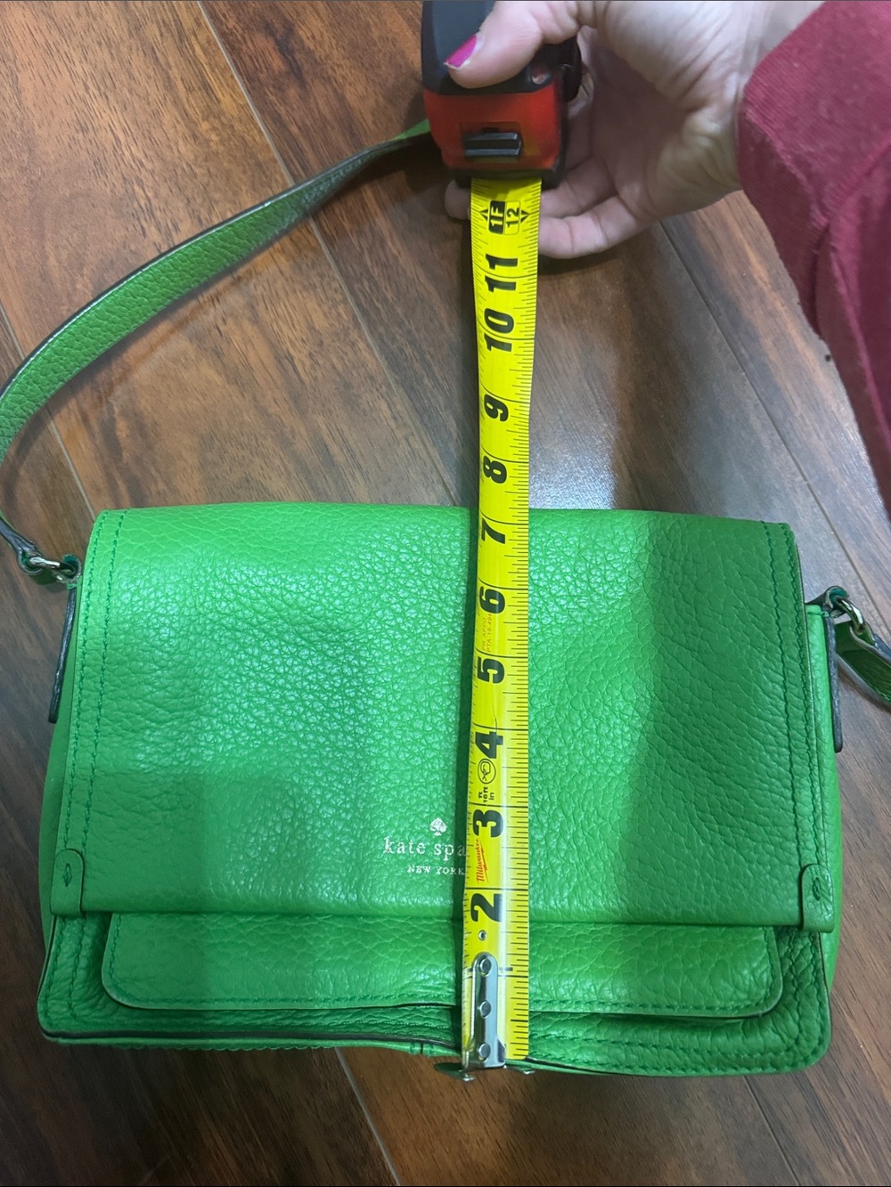 kate spade Bright Green Pebbled Leather Crossbody Bag - Picture 7 of 7